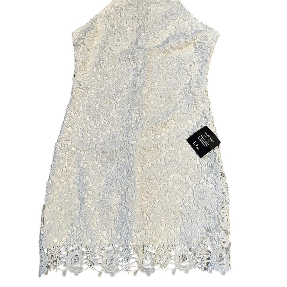 Lulus NWT Womens L white lace covered halter dress - Picture 5 of 6